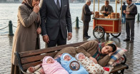 Milyoner, eski eşini bir bankta 3 bebekle uyurken buldu
