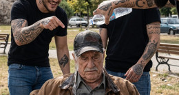 Parkta üç serseri, yaşlı bir adamla alay etti.